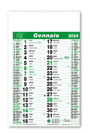 Calendario olandese trimestrale 102 verde spiralato
